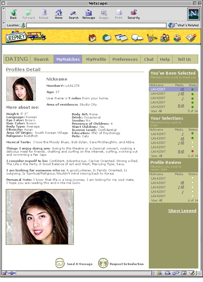 Netsporanto Dating Site Profile
